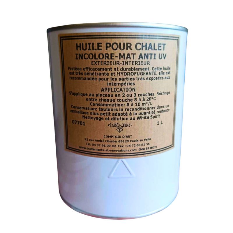 Huile pour chalet incolore anti-UV MAT - 07701 – Protection bois | Comptoir d'Art