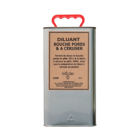 Permet de diluer le Bouche-pores 0511 et le Blanc à céruser 0509, liant pour le Blanc à céruser en poudre.