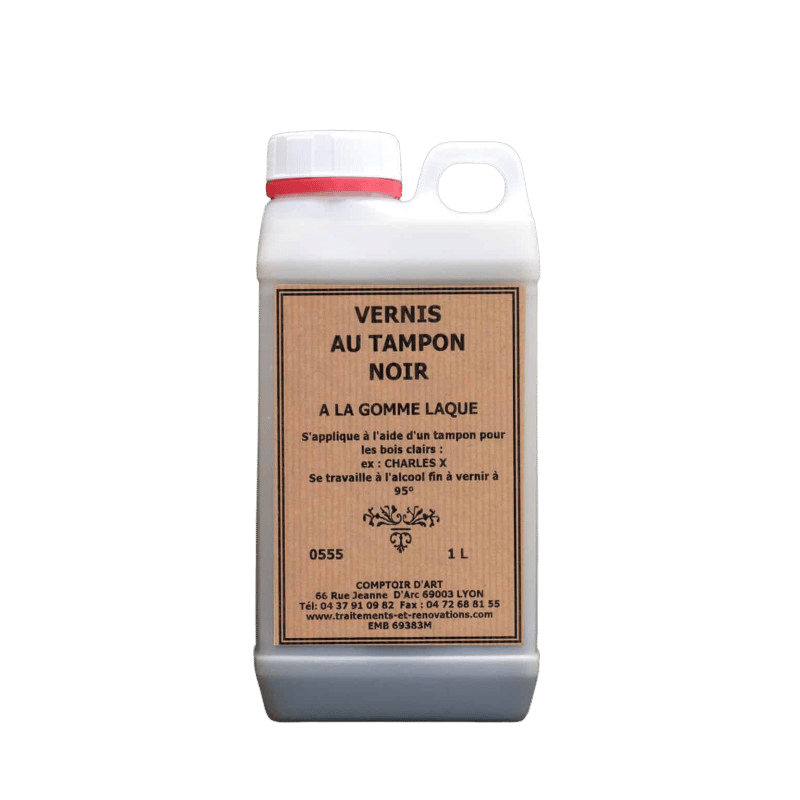 Vernis Au Tampon Noir a la Gomme Laque