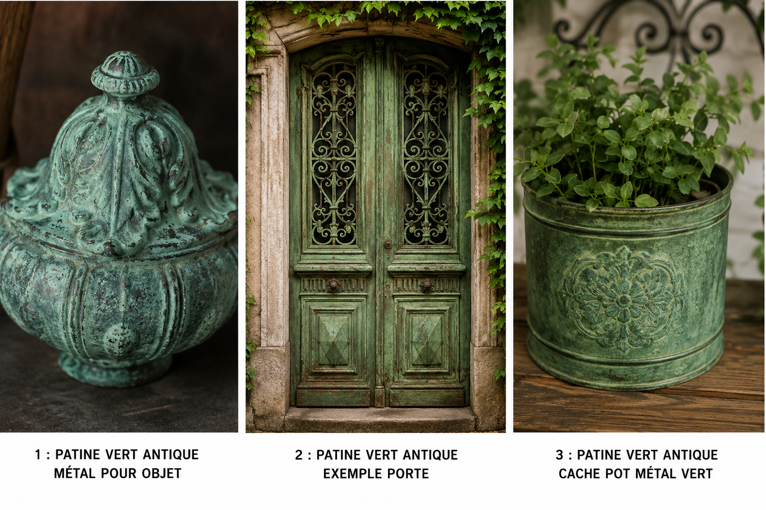 Collage de patine verte antique